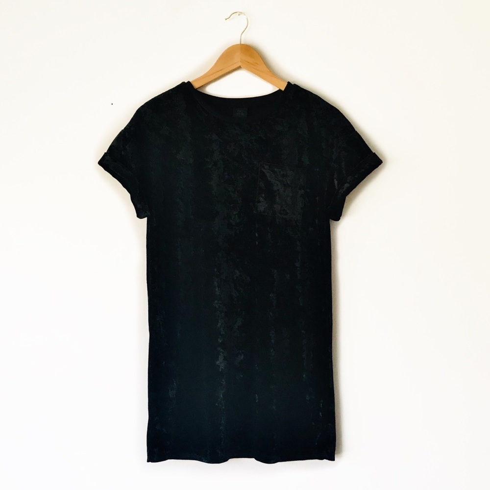 Black velvet shirt dress